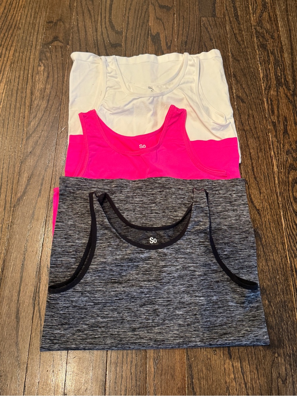 SO Girls' Tank Tops Pack - White, Hot Pink, Heather Gray